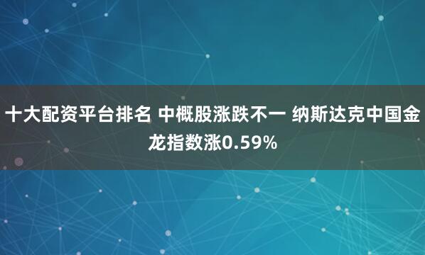 十大配资平台排名 中概股涨跌不一 纳斯达克中国金龙指数涨0.59%
